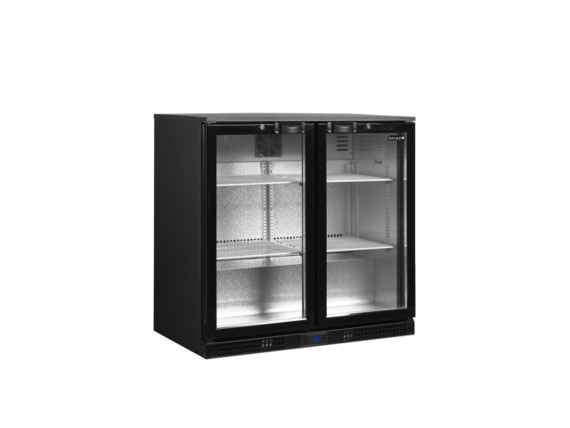 Sklenené výklopné dvere minibaru, čierne TEFCOLD DB201H