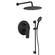 KAI skrytá sprchová súprava s pákovou batériou, otočným prepínačom, 2 výtokmi, matná čierna KAI skrytá sprchová súprava s pákovou batériou, otočným prepínačom, 2 výtokmi, matná čierna