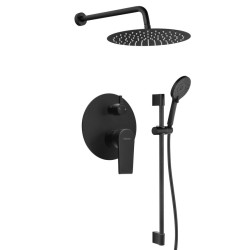 KAI skrytá sprchová súprava s pákovou batériou, otočným prepínačom, 2 výtokmi, matná čierna KAI skrytá sprchová súprava s pákovou batériou, otočným prepínačom, 2 výtokmi, matná čierna