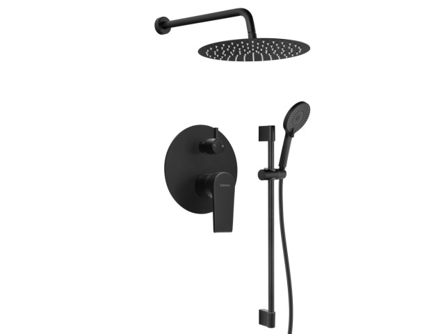 KAI skrytá sprchová súprava s pákovou batériou, otočným prepínačom, 2 výtokmi, matná čierna KAI skrytá sprchová súprava s pákovou batériou, otočným prepínačom, 2 výtokmi, matná čierna