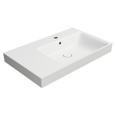 Keramická umývadlová doska NUBES 80x50cm, s policou na ľavej strane, matná biela Keramická umývadlová doska NUBES 80x50cm, s policou na ľavej strane, matná biela