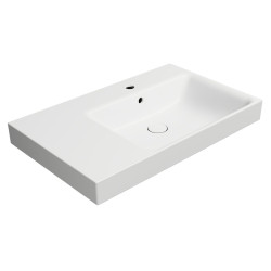 Keramická umývadlová doska NUBES 80x50cm, s policou na ľavej strane, matná biela