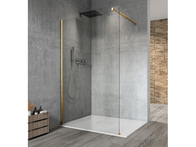 VARIO GOLD MATT jednodielna sprchová zástena na inštaláciu k stene, číre sklo, 1200 mm