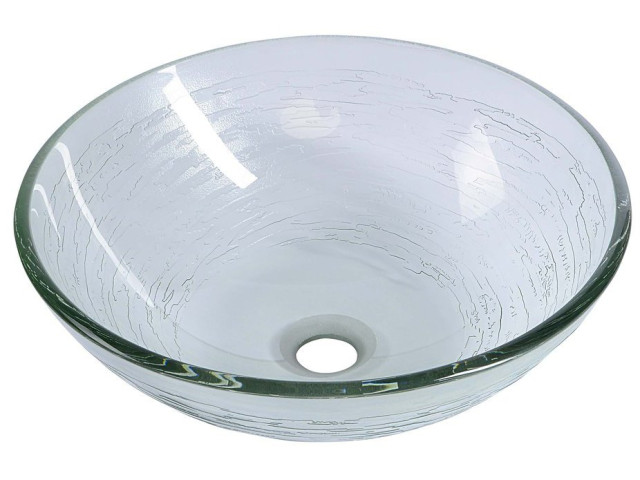 RIPPLE sklenené umývadlo priemer 42 cm, číra s motívom