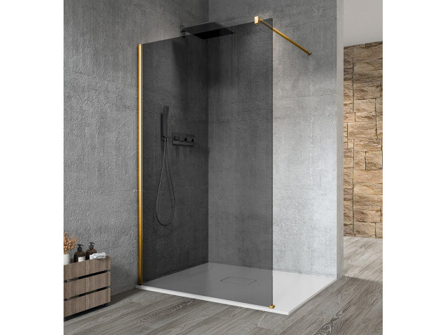 VARIO GOLD MATT jednodielna sprchová zástena na inštaláciu k stene, dymové sklo, 1100 mm