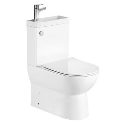 JALTA HYGIE WC kombi s umývadlom, bez ráfika, spodný/zadný odpad, biela