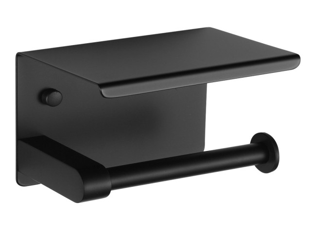 Držiak na toaletný papier s odkladacou plochou, matná čierna