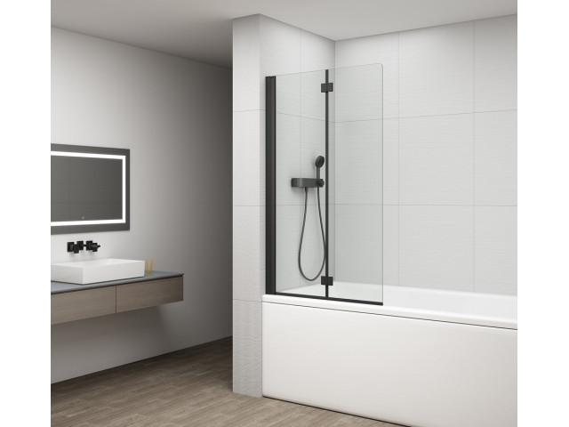 ROTA BLACK vaňová zástena skladacia 900mm, číre sklo