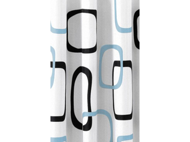 Sprchový záves 180x200cm, polyester, biela / čierna / modrá