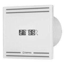 GLASS kúpeľňový ventilátor axiálny s LED displejom, 8W, potrubia 100mm, biela
