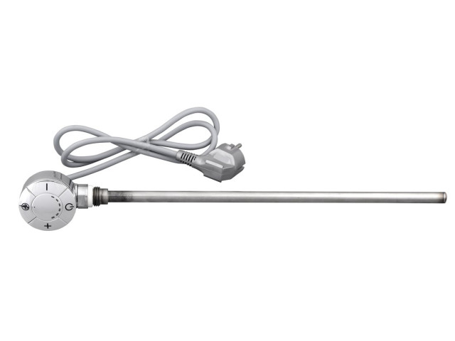 Elektrická vykurovacia tyč s termostatom, rovný kábel, 400 W, chróm