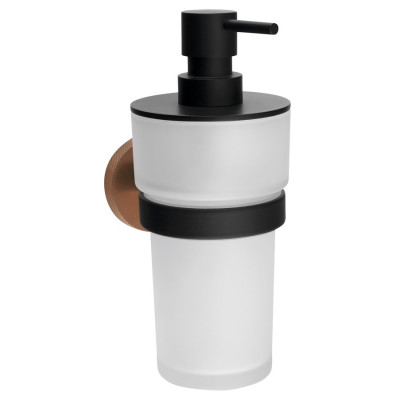 LARISSA dávkovač mydla 250 ml, mliečne sklo, čierna/matná meď