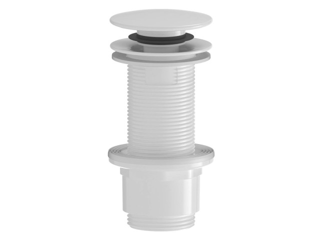 Umyvadlový vývod 5/4“, click-clack, veľká zátka, 10-80 mm, ABS/biela