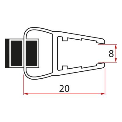 Set magnetických těsnění pro sklo 8mm a 3M pro nalepení , 2000mm (2ks)