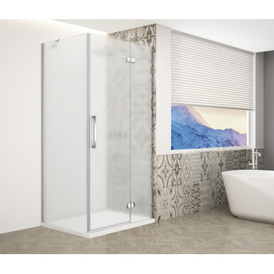 TRINITY CHROME štvorcový sprchový kút 1000x1000 mm, matné sklo, pravý