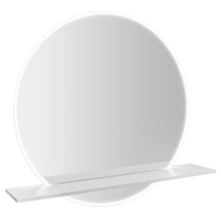 Kruhové zrkadlo VISO s LED osvetlením a policou, priemer 60 cm, biela matná