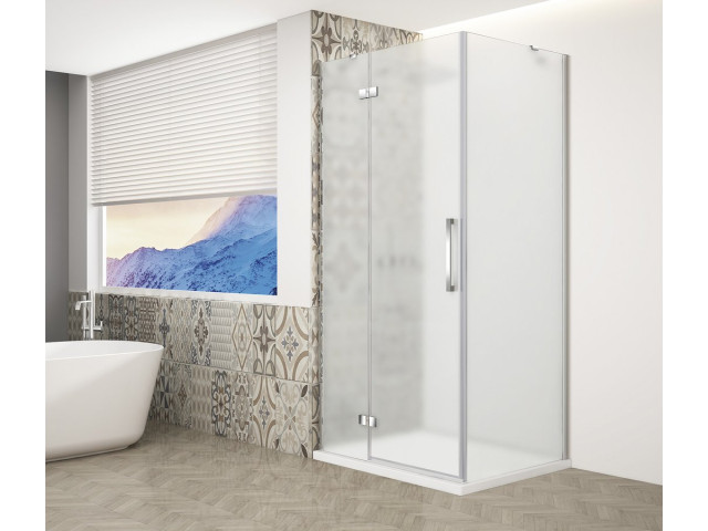 Štvorcový sprchový kút TRINITY CHROME 800x800 mm, matné sklo, ľavý