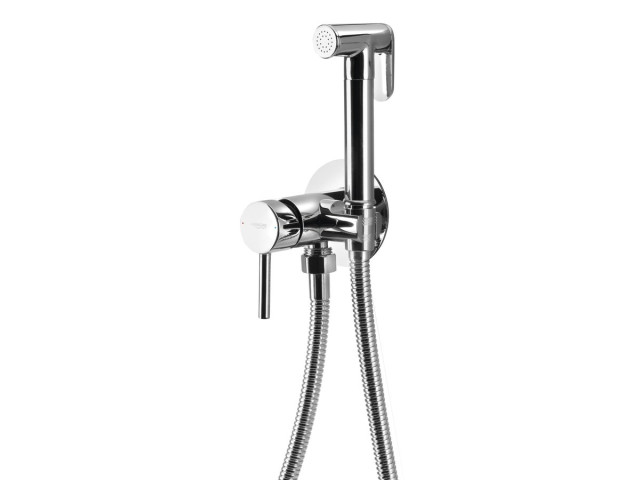 Skrytá bidetová batéria so Stop spray, hadica 1,2 m, okrúhla, chrómová