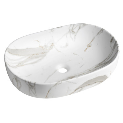CALEO keramické umývadlo na dosku, 60x42cm, bianco carrara