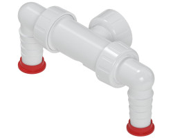 Dvojkolínko podomítkového sifonu, pre práčku, biela