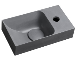 PICCOLINO betónové umývadlo 30,8x17cm, batéria vpravo, sivá