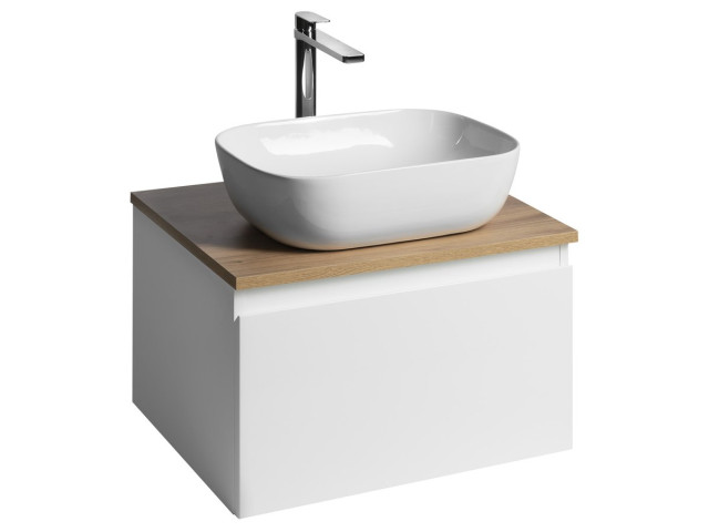 Skrinka ALTAIR s hornou časťou 58 cm, biela/dub emporio