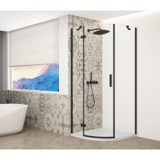 TRINITY BLACK štvrťkruhový sprchový kút 900x900 mm, číre sklo, ľavý