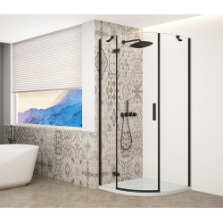 TRINITY BLACK štvrťkruhový sprchový kút 900x900 mm, číre sklo, ľavý