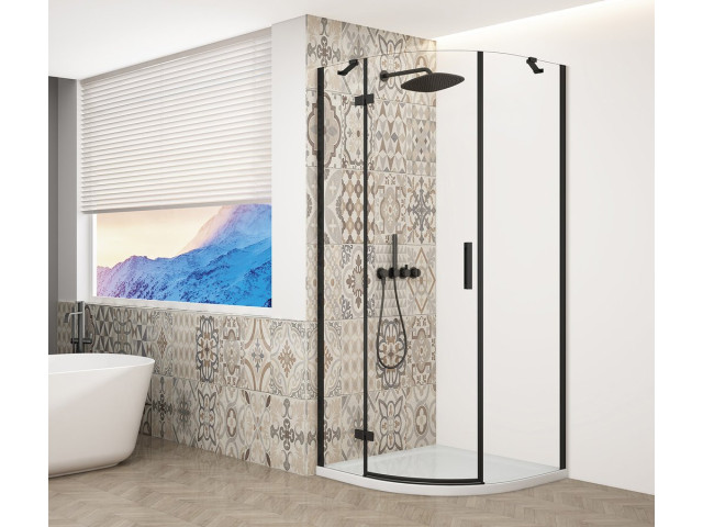 TRINITY BLACK štvrťkruhový sprchový kút 900x900 mm, číre sklo, ľavý