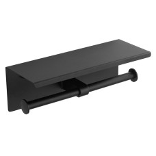 Držiak na dva toaletné papiere s 30 cm poličkou, matná čierna