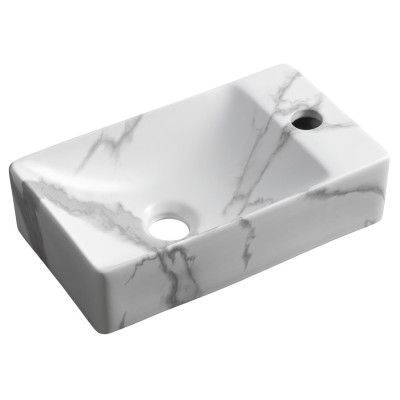 MARGITHA keramické umývadlo 38x22cm, otvor pre batériu vpravo, carrara