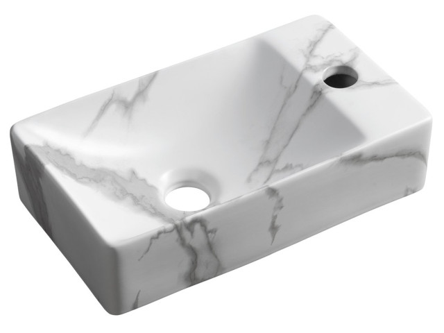 MARGITHA keramické umývadlo 38x22cm, otvor pre batériu vpravo, carrara