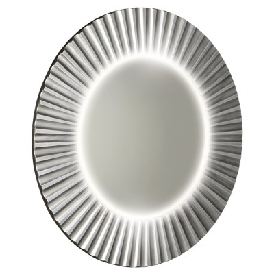 Okrúhle zrkadlo PRIDE s LED svetlom v ráme ø 75 cm, strieborné