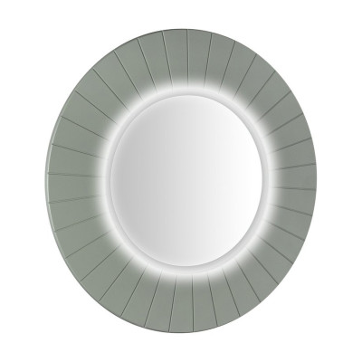 LUMIRO STRIP okrúhle zrkadlo s LED osvetlením v ráme ø 75 cm, zelené