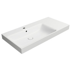 Keramická umývadlová doska NUBES 100x50cm, s policou na pravej strane, matná biela