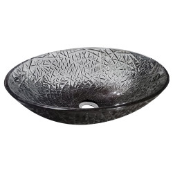 PURUS sklenené gravírované umývadlo 50x15,5x36 cm, čierna