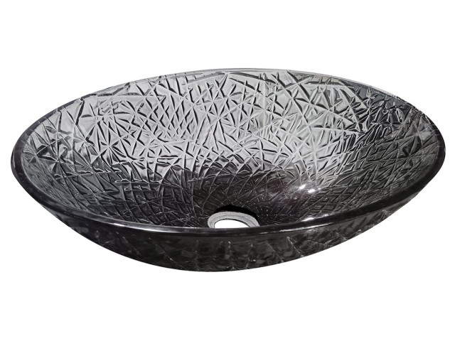 PURUS sklenené gravírované umývadlo 50x15,5x36 cm, čierna