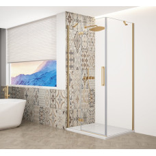 Štvorcový sprchový kút TRINITY GOLD MATT 800x800 mm, číre sklo, ľavý