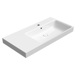 Keramická umývadlová misa NUBES 100x50cm, s odkladacou policou vľavo, biela ExtraGlaze