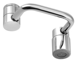 Otočný adaptér na kohútik, vonkajší závit M24x1, vnútorný závit M22x1, chróm