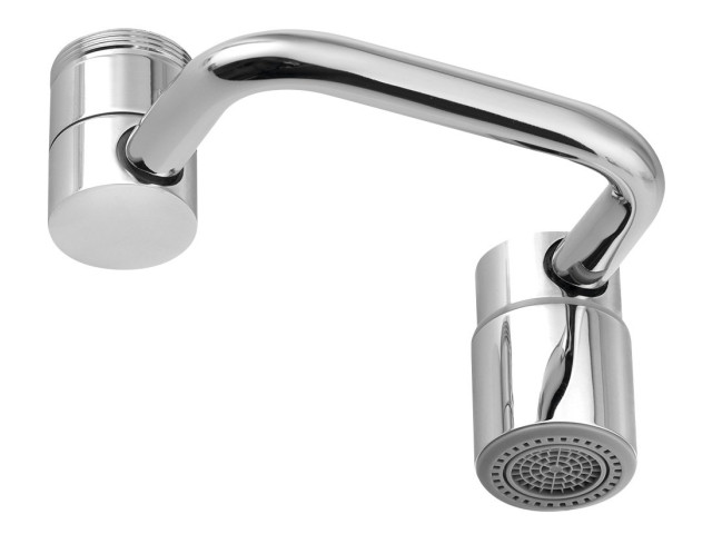 Otočný adaptér na kohútik, vonkajší závit M24x1, vnútorný závit M22x1, chróm