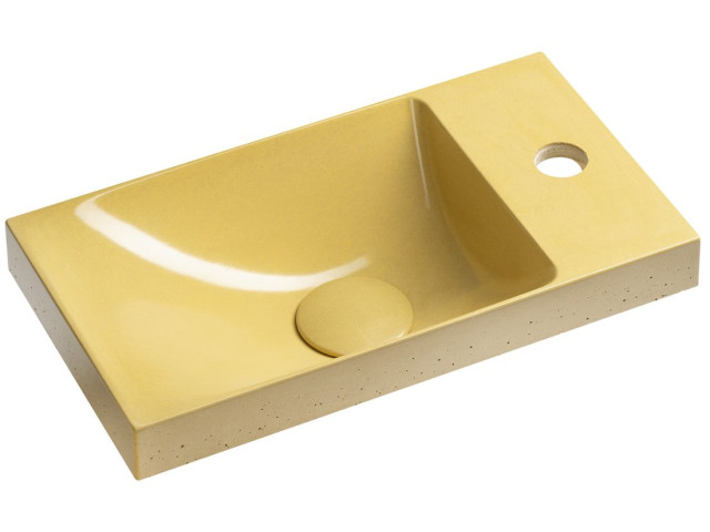 Betónové umývadlo AGOS 40 x 22 cm, ľavé/pravé, žlté pololesklé Betónové umývadlo AGOS 40 x 22 cm, ľavé/pravé, žlté pololesklé
