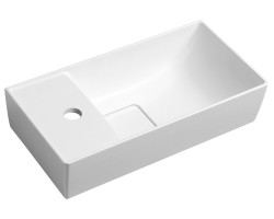 MAXX umývadielko sa záklopom 47,5x11x24cm, liaty mramor, ľavé, biela