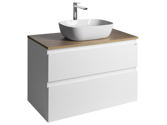 Skrinka ALTAIR s hornou časťou 87,5 cm, biela/dub emporio
