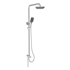 Mereo, Sprchový set s tyčou hranatý, čierna hlavová sprcha a trojpolohová ručná sprcha CB95001SB2