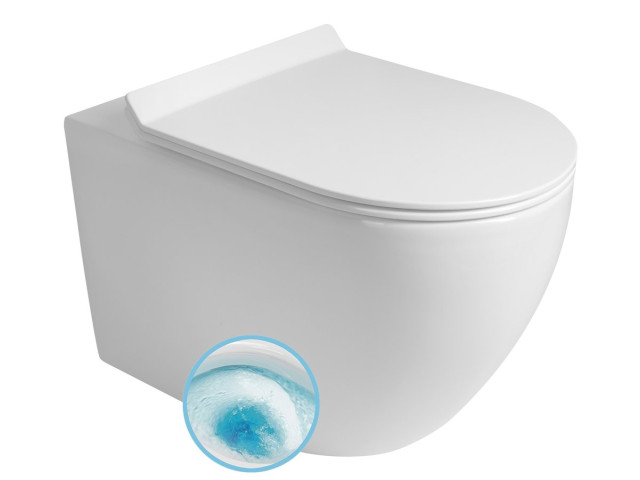 Závesná toaletná misa CARLO, Vortex Rimless, 36x53cm, biela