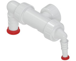 Dvojkolínko podomítkového sifonu, pre práčku a sušičku/umývačku, biela