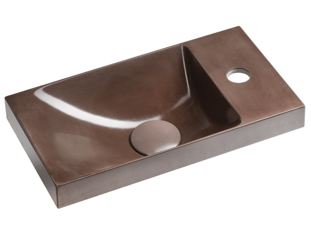 Betónové umývadlo AGOS 40 x 22 cm, ľavé/pravé, tmavohnedé pololesklé