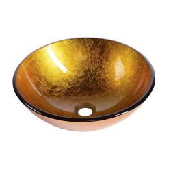 AGO sklenené umývadlo priemer 42 cm, zlate oranžová