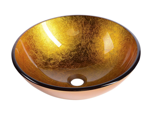 AGO sklenené umývadlo priemer 42 cm, zlate oranžová